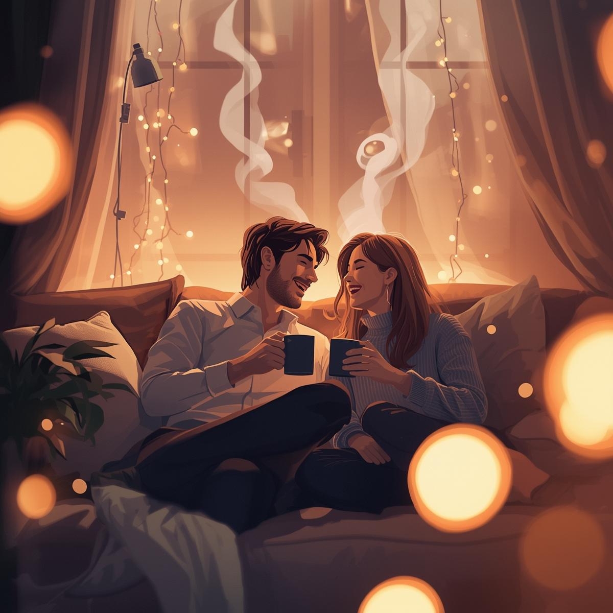 Couple enjoying a heartfelt conversation at home
